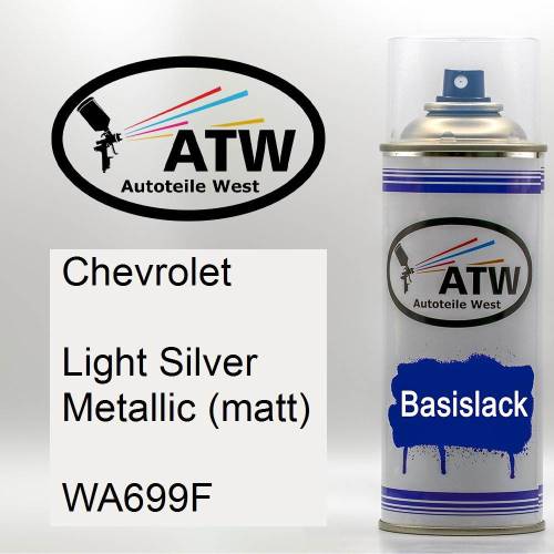 Chevrolet, Light Silver Metallic (matt), WA699F: 400ml Sprühdose, von ATW Autoteile West.